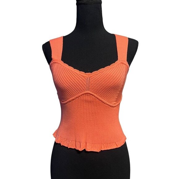 One Grey Day Tops - ONE GREY DAY SWEETHEART NECKLINE TANK TOP CORAL COLOR, Y2K PREPPY BEACH RESORT